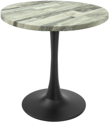 Masa rotunda bistro Raki White Block D60xh74cm blat werzalit si picior central metalic negru cu baza rotunda 50cm 