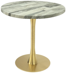 Masa rotunda bistro Raki White Block D60xh74cm blat werzalit si picior metalic auriu cu baza rotunda 45cm 