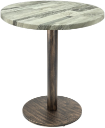 Masa rotunda bistro Raki White Block D60xh74cm blat werzalit si picior metalic cu baza rotunda aspect vintage bronz antichizat 