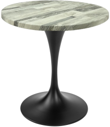 Masa rotunda bistro Raki White Block D60xh74cm blat werzalit si picior metalic negru cu baza rotunda 50cm 