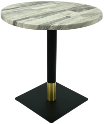 Masa rotunda bistro Raki White Block D60xh74cm blat werzalit si picior metalic negru/auriu 