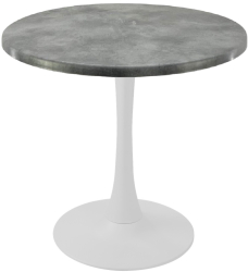 Masa rotunda cafenea Raki Copperfield D70xh74cm interior/exterior blat werzalit si picior central metalic alb cu baza rotunda 50cm 