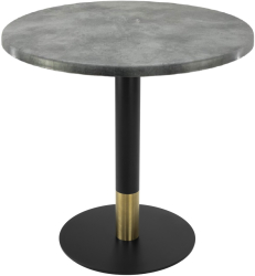 Masa rotunda cafenea Raki Copperfield D70xh74cm interior/exterior blat werzalit si picior metalic cu baza rotunda negru/auriu 