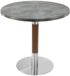Masa rotunda cafenea Raki Copperfield D70xh74cm interior/exterior blat werzalit si picior metalic cu baza rotunda argintiu cu accente asp 