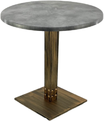 Masa rotunda cafenea Raki Copperfield D70xh74cm interior/exterior blat werzalit si picior metalic cu baza patrata aspect vintage bronz an 