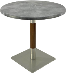 Masa rotunda cafenea Raki Copperfield D70xh74cm interior/exterior blat werzalit si picior metalic cu baza patrata argintiu cu accente asp 