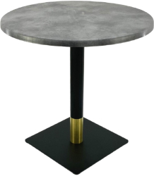 Masa rotunda cafenea Raki Copperfield D70xh74cm interior/exterior blat werzalit si picior metalic negru/auriu 