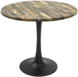 Masa rotunda cafenea Raki Maracaibo D80xh74cm blat werzalit si picior central metalic negru cu baza rotunda 50cm