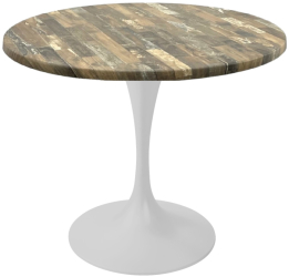 Masa rotunda cafenea Raki Maracaibo D80xh74cm blat werzalit si picior metalic alb cu baza rotunda 50cm 