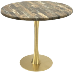 Masa rotunda cafenea Raki Maracaibo D80xh74cm blat werzalit si picior metalic auriu cu baza rotunda 45cm 