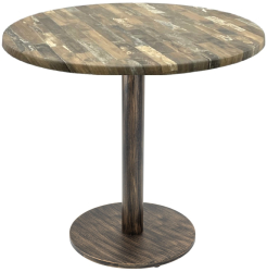 Masa rotunda cafenea Raki Maracaibo D80xh74cm blat werzalit si picior metalic cu baza rotunda aspect vintage bronz antichizat 