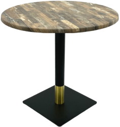 Masa rotunda cafenea Raki Maracaibo D80xh74cm blat werzalit si picior metalic negru/auriu 