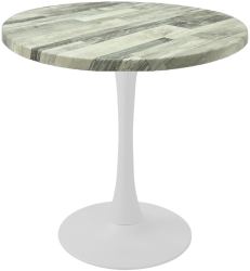 Masa rotunda cafenea Raki White Block D70xh74cm blat werzalit si picior central metalic alb cu baza rotunda 50cm 