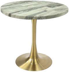 Masa rotunda cafenea Raki White Block D70xh74cm blat werzalit si picior central metalic auriu cu baza rotunda 50cm 