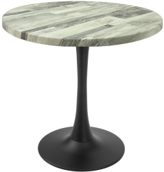 Masa rotunda cafenea Raki White Block D70xh74cm blat werzalit si picior central metalic negru cu baza rotunda 50cm 