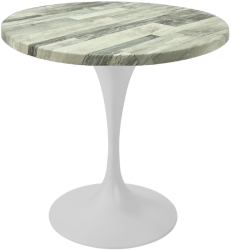 Masa rotunda cafenea Raki White Block D70xh74cm blat werzalit si picior metalic alb cu baza rotunda 50cm 