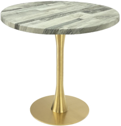 Masa rotunda cafenea Raki White Block D70xh74cm blat werzalit si picior metalic auriu cu baza rotunda 45cm 