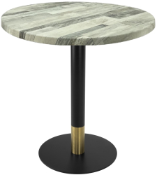 Masa rotunda cafenea Raki White Block D70xh74cm blat werzalit si picior metalic cu baza rotunda negru/auriu 