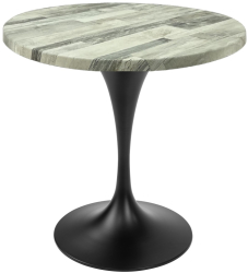 Masa rotunda cafenea Raki White Block D70xh74cm blat werzalit si picior metalic negru cu baza rotunda 50cm 