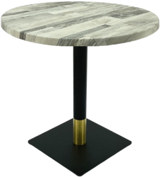 Masa rotunda cafenea Raki White Block D70xh74cm blat werzalit si picior metalic negru/auriu 