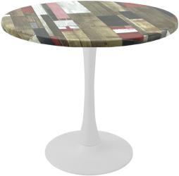 Masa rotunda pentru restaurant Raki Redden Wood D80xh74cm blat werzalit si picior central metalic alb cu baza rotunda 50cm 