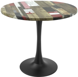 Masa rotunda pentru restaurant Raki Redden Wood D80xh74cm blat werzalit si picior central metalic negru cu baza rotunda 50cm 
