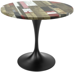 Masa rotunda pentru restaurant Raki Redden Wood D80xh74cm blat werzalit si picior metalic negru cu baza rotunda 50cm 