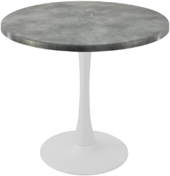 Masa rotunda restaurant Raki Copperfield D80xh74cm interior/exterior blat werzalit si picior central metalic alb cu baza rotunda 50cm 