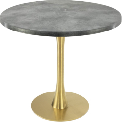 Masa rotunda restaurant Raki Copperfield D80xh74cm interior/exterior blat werzalit si picior metalic auriu cu baza rotunda 45cm 