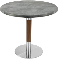 Masa rotunda restaurant Raki Copperfield D80xh74cm interior/exterior blat werzalit si picior metalic cu baza rotunda argintiu cu accente 