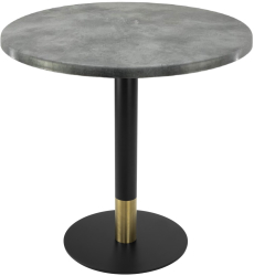 Masa rotunda restaurant Raki Copperfield D80xh74cm interior/exterior blat werzalit si picior metalic cu baza rotunda negru/auriu 