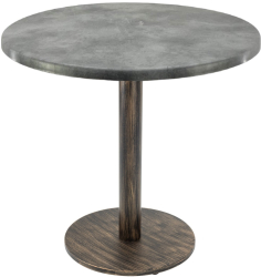 Masa rotunda restaurant Raki Copperfield D80xh74cm interior/exterior blat werzalit si picior metalic cu baza rotunda aspect vintage bronz 