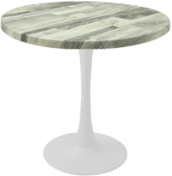 Masa rotunda restaurant/terasa Raki White Block D80xh74cm blat werzalit si picior central metalic alb cu baza rotunda 50cm 