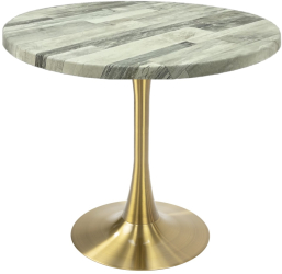 Masa rotunda restaurant/terasa Raki White Block D80xh74cm blat werzalit si picior central metalic auriu cu baza rotunda 50cm