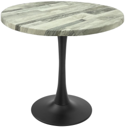 Masa rotunda restaurant/terasa Raki White Block D80xh74cm blat werzalit si picior central metalic negru cu baza rotunda 50cm 
