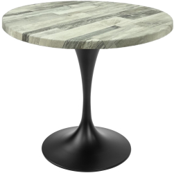 Masa rotunda restaurant/terasa Raki White Block D80xh74cm blat werzalit si picior metalic negru cu baza rotunda 50cm 