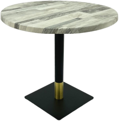 Masa rotunda restaurant/terasa Raki White Block D80xh74cm blat werzalit si picior metalic negru/auriu