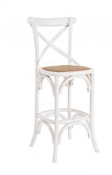 Scaun bar lemn alb rattan natur Cross 50x52x118 cm 
