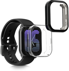 Set 2 Huse Kwmobile pentru Amazfit Active Transparent/Negru Silicon KWM000025BI001C 