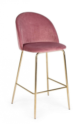 Set 2 scaune bar otel auriu catifea roz Carry 51x55x105x74 cm 