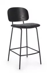 Set 2 scaune bar negru gri Sienna 43.5x52.5x93.5 cm 