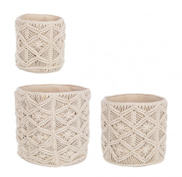 Set 3 cosuri macrame ivoire Charan 20x20 cm 25x25 cm 30x30 cm 