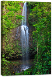 Tablou canvas luminescent luminos in intuneric GlowforHome Dualv-View rama lemn fosforescent Cascada retrasa pe insula tropicala 120 