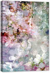 Tablou canvas luminescent luminos in intuneric GlowforHome Dualv-View rama lemn fosforescent Floare de cires tandra si romantica 90 c