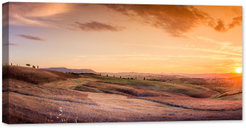 Tablou canvas luminescent luminos in intuneric GlowforHome Dualv-View rama lemn fosforescent Panorama toscana incredibila cu apus de s 