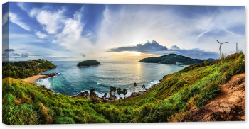 Tablou canvas luminescent luminos in intuneric GlowforHome Dualv-View rama lemn fosforescent Peisaj Incredibil Punct de vedere Phuket T 