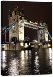 Tablou canvas luminescent luminos in intuneric GlowforHome Dualv-View rama lemn fosforescent Podul Tower Bridge peste Tamisa in Londra 
