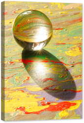 Tablou canvas luminescent luminos in intuneric GlowforHome Dualv-View rama lemn fosforescent Sfera de sticla pe pictura galben verde r 