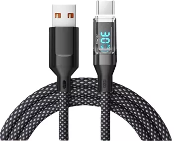 Cablu de Date Type C + USB Flippy Incarcare Super Rapida 120 W Afisaj Digital LED 1 m Negru 