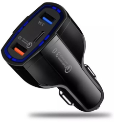 Incarcator auto 12-24V Fast Charge cu port USB PD Type-C si QC3.0 - BK350 